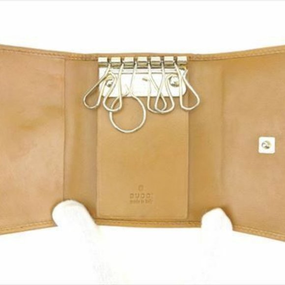 Gucci Key case Key holder G logos Beige Gold leather Woman Authentic Used T8188 - Picture 4 of 7